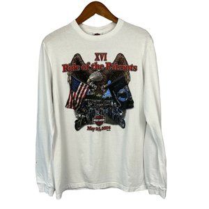 Harley Davidson Ride of the Patriots Men's MEDIUM White Double-Sided T Shirt